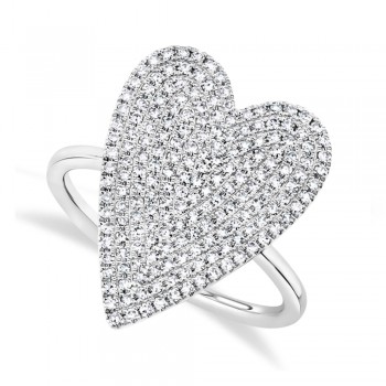 Diamond Pave Heart Ring 14k White Gold (0.56ct)