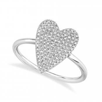 Diamond Pave Heart Ring 14k White Gold (0.26ct)