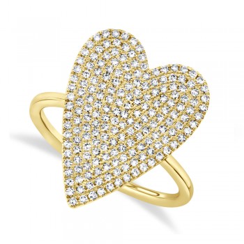 Diamond Pave Heart Ring 14k Yellow Gold (0.56ct)