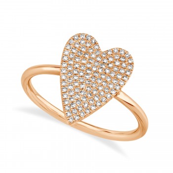 Diamond Pave Heart Ring 14k Rose Gold (0.26ct)
