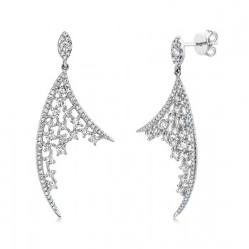 Diamond Drop Chandelier Earrings 14k White Gold (1.17ct)