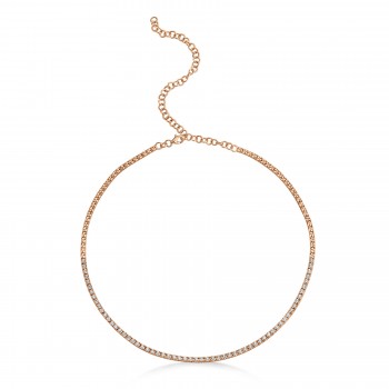 Diamond Tennis Necklace 14k Rose Gold (0.95ct)