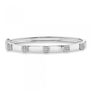 Pave Diamond Squares Bangle Bracelet 14k White Gold (0.43ct)