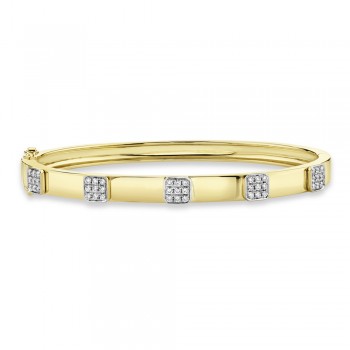 Pave Diamond Squares Bangle Bracelet 14k Yellow Gold (0.43ct)