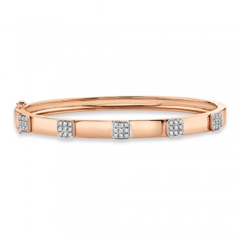 Pave Diamond Squares Bangle Bracelet 14k Rose Gold (0.43ct)