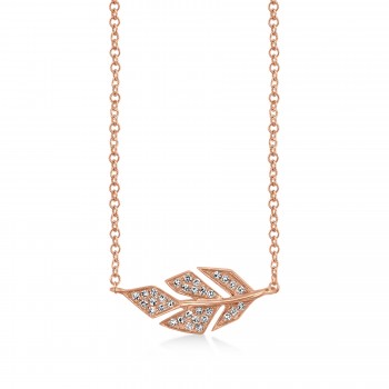 Diamond Pave Leaf Necklace 14k Rose Gold (0.08ct)