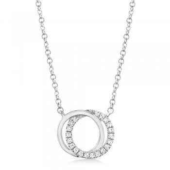 Diamond Accented Love Knot Pendant Necklace 14k White Gold (0.07ct)