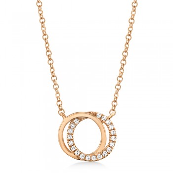 Diamond Accented Love Knot Pendant Necklace 14k Rose Gold (0.07ct)