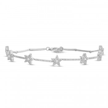 Accented Diamond Star Ankle Bracelet 14K White Gold (0.84ct)