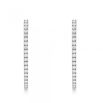 Diamond Accented Oval Hoop Earrings 14k White Gold (0.34ct)