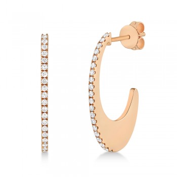 Diamond Accented Oval Hoop Earrings 14k Rose Gold (0.34ct)