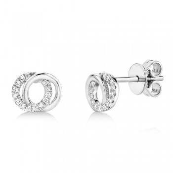 Diamond Love Knot Circle Earrings 14k White Gold (0.09ct)