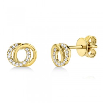 Diamond Love Knot Circle Earrings 14k Yellow Gold (0.09ct)