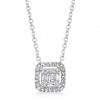 Diamond Baguette Pendant Necklace 14k White Gold (0.22ct)