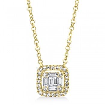 Diamond Baguette Pendant Necklace 14k Yellow Gold (0.22ct)