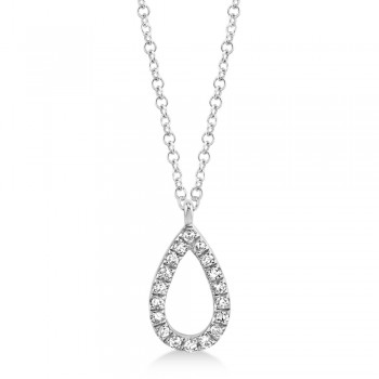 Diamond Pear Pendant Necklace 14k White Gold (0.06ct)