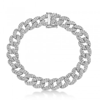 Diamond Pave Cuban Link Bracelet 14k White Gold (4.36ct)