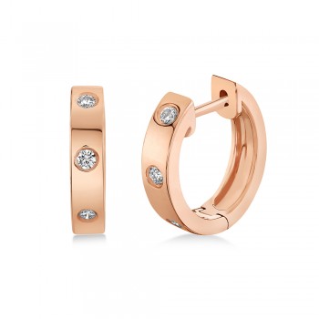 Diamond Bezel Huggie Earrings 14k Rose Gold (0.11ct)