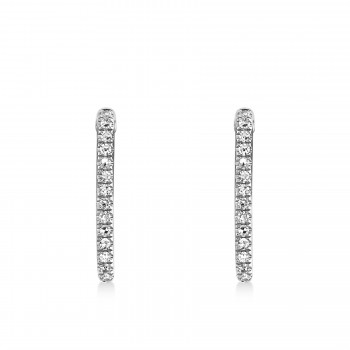 Diamond Paperclip Huggie Earrings 14k White Gold (0.08ct)