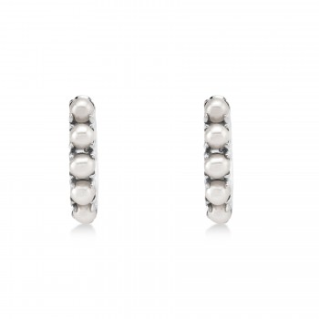 Cultured Pearl Huggie Earrings 14k White Gold (1.5-2.5mm)