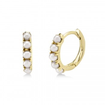 Cultured Pearl Huggie Earrings 14k Yellow Gold (1.5-2.5mm)