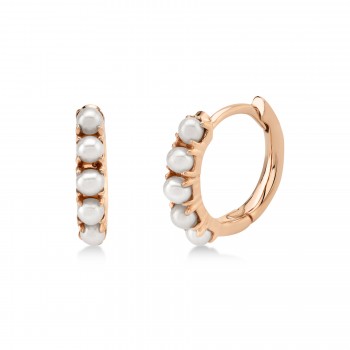 Cultured Pearl Huggie Earrings 14k Rose Gold (1.5-2.5mm)