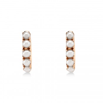 Cultured Pearl Huggie Earrings 14k Rose Gold (1.5-2.5mm)