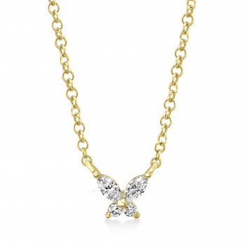 Diamond Butterfly Pendant Necklace 14k Yellow Gold (0.10ct)