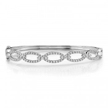 Diamond Link Bangle Bracelet 14K White Gold (1.19ct)