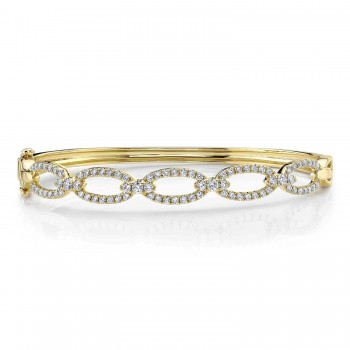 Diamond Link Bangle Bracelet 14K Yellow Gold (1.19ct)