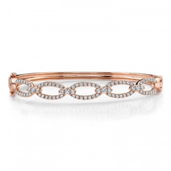 Diamond Link Bangle Bracelet 14K Rose Gold (1.19ct)