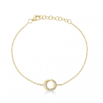 Diamond Love Knot Circle Link Bracelet 14k Yellow Gold (0.07ct)