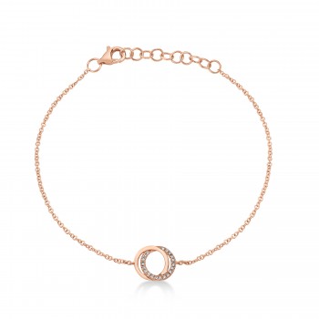 Diamond Love Knot Circle Link Bracelet 14k Rose Gold (0.07ct)