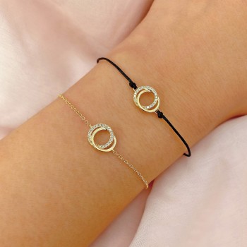 Diamond Love Knot Circle Link Bracelet 14k Rose Gold (0.07ct)