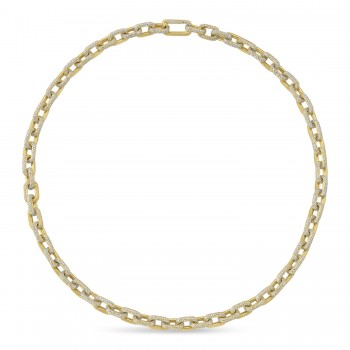 Diamond Pave Link Chain Necklace 14k Yellow Gold (19.30ct)