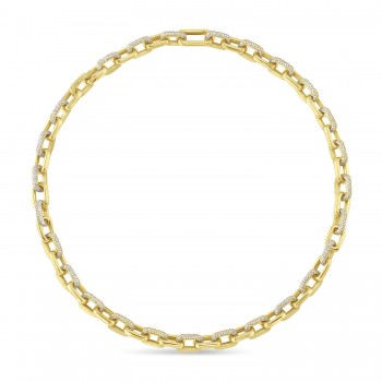 Diamond Pave Link Chain Necklace 14k Yellow Gold (7.86ct)