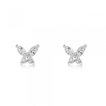 Diamond Butterfly Stud Earrings 14k White Gold (0.29ct)