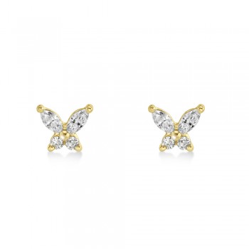 Diamond Butterfly Stud Earrings 14k Yellow Gold (0.29ct)