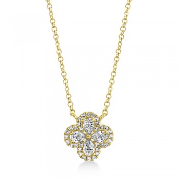 Pear & Round Diamond Clover Necklace 14k Yellow Gold (0.41ct)