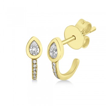 Diamond Pear Bezel Huggie Earrings 14k Yellow Gold (0.21ct)
