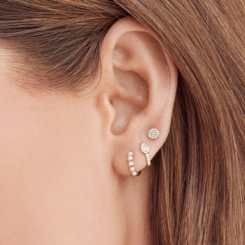 Diamond Pear Bezel Huggie Earrings 14k Yellow Gold (0.21ct)