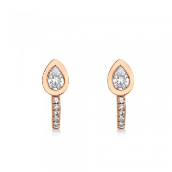 Diamond Pear Bezel Huggie Earrings 14k Rose Gold (0.21ct)
