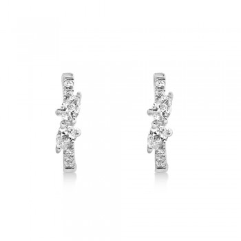 Diamond Pear Huggie Earrings 14k White Gold (0.32ct)