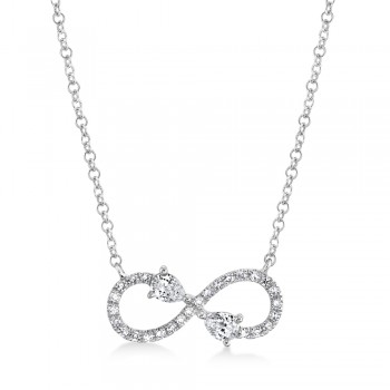 Diamond Pear Infinity Pendant Necklace 14k White Gold (0.22ct)