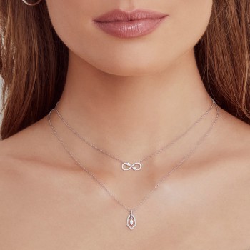 Diamond Pear Infinity Pendant Necklace 14k White Gold (0.22ct)