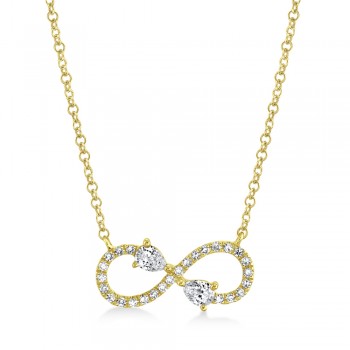 Diamond Pear Infinity Pendant Necklace 14k Yellow Gold (0.22ct)