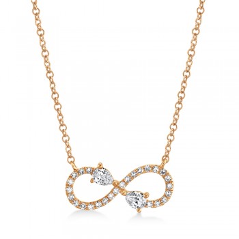 Diamond Pear Infinity Pendant Necklace 14k Rose Gold (0.22ct)