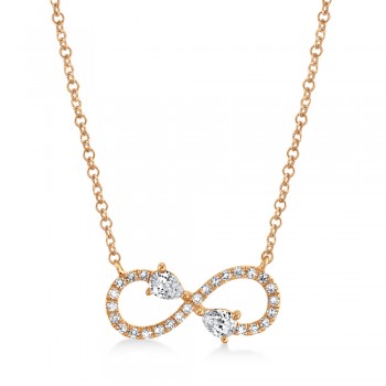 Diamond Pear Infinity Pendant Necklace 14k Rose Gold (0.22ct)