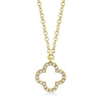 Diamond Accented Clover Pendant Necklace 14k Yellow Gold (0.08ct)
