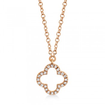 Diamond Accented Clover Pendant Necklace 14k Rose Gold (0.08ct)